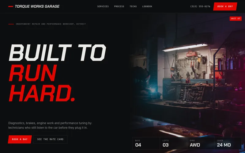 Oil-Black Performance Auto Workshop website template preview