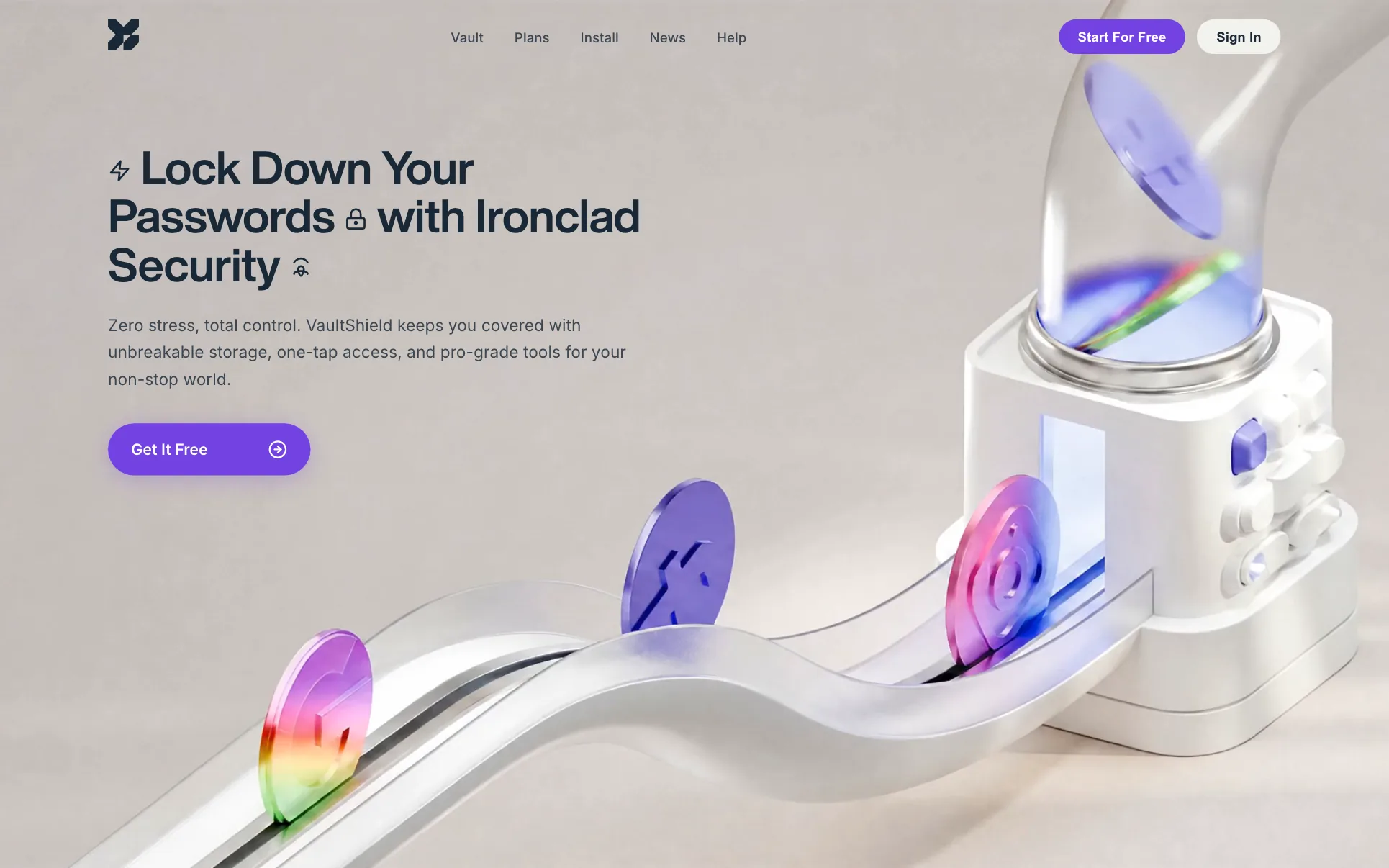 Beige Password Manager SaaS website template preview