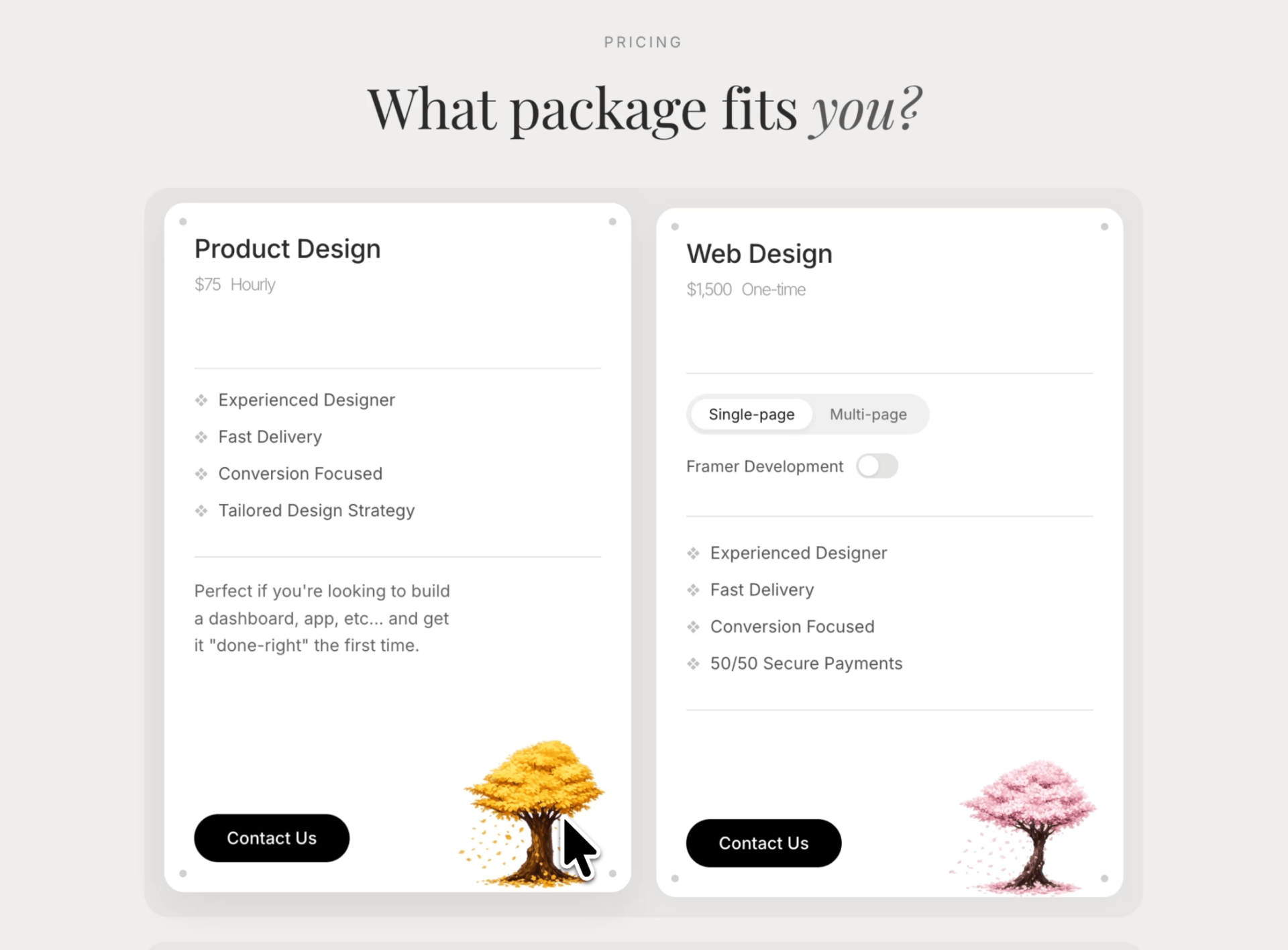 Предпросмотр шаблона сайта What Package Fits You