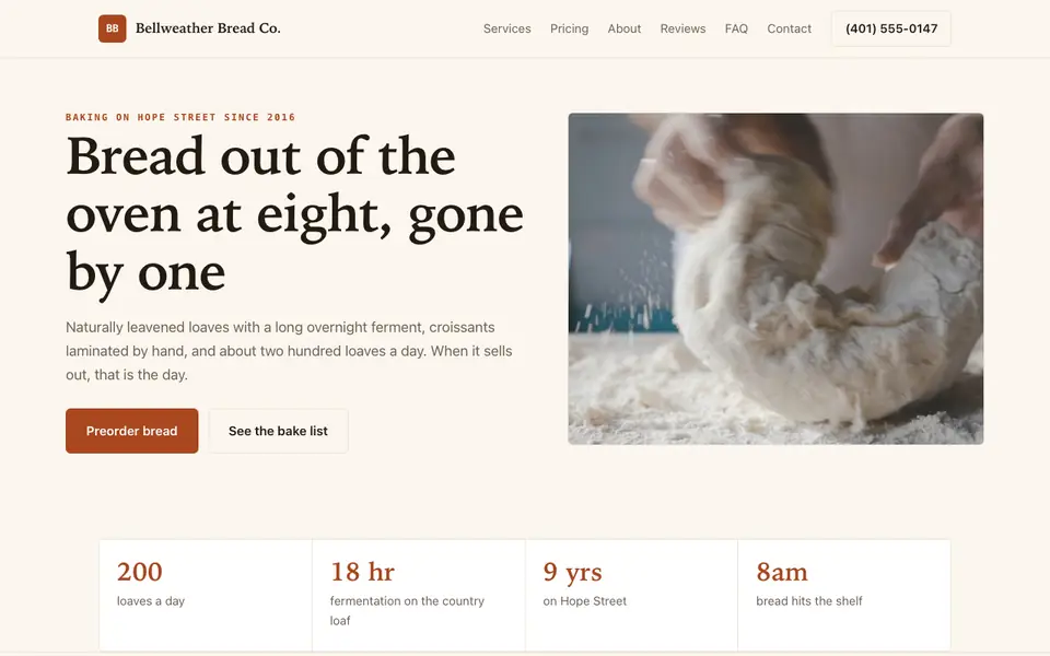 Example bakery website