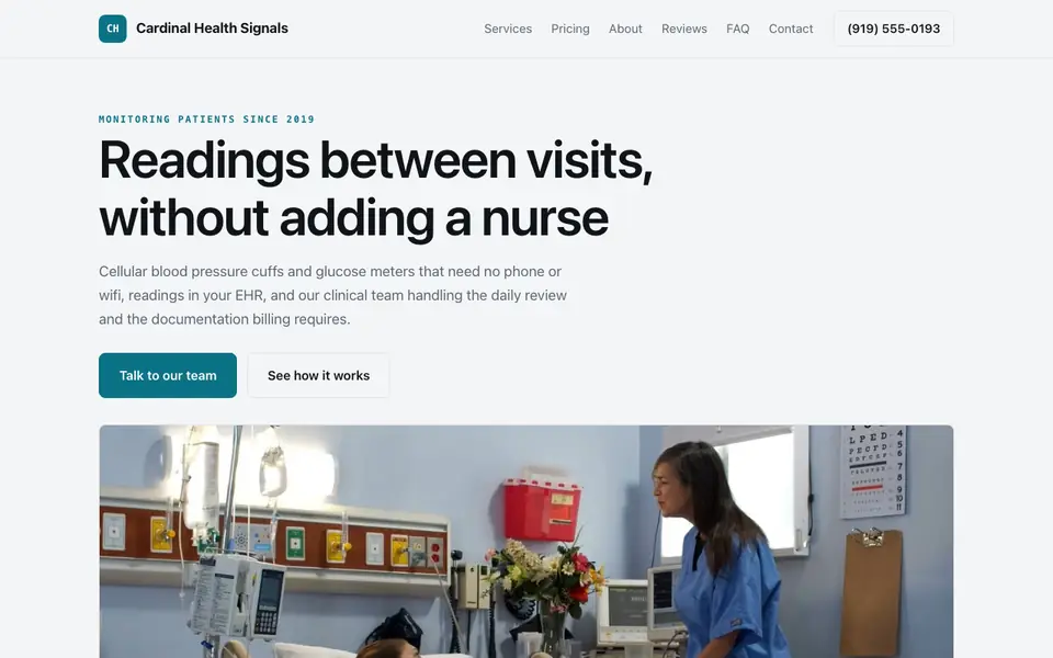 Example website for healthtech companies built with We.Inc: the Cardinal Health Signals home page