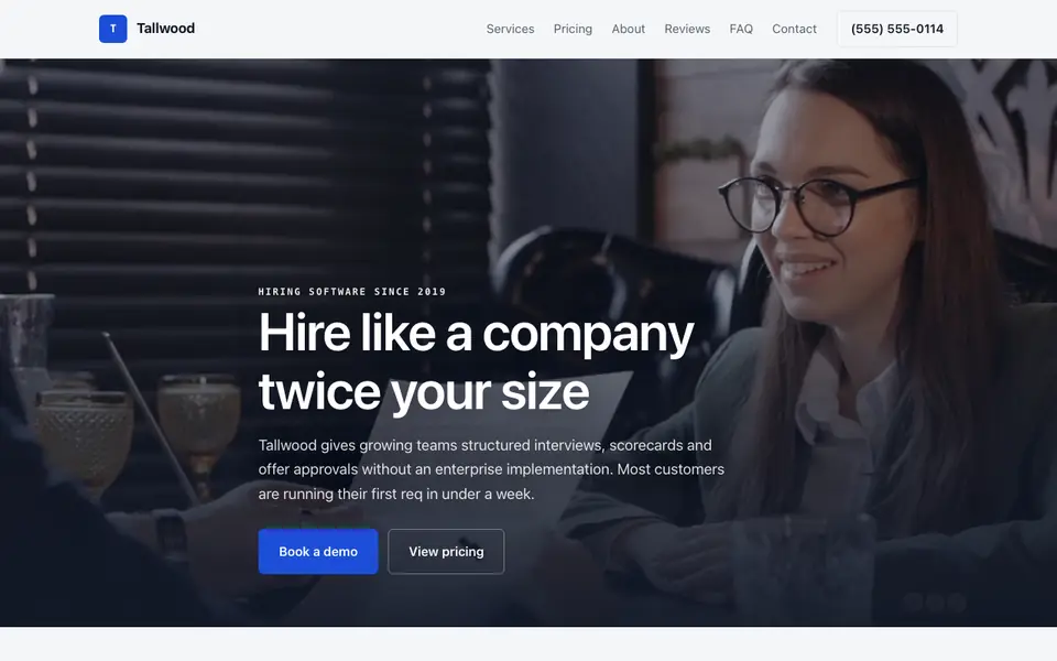 Example website for hr tech companies built with We.Inc: the Tallwood home page