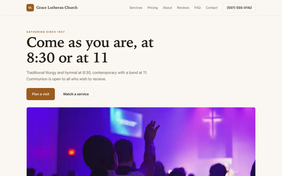 Example website for lutheran churches built with We.Inc: the Grace Lutheran Church home page