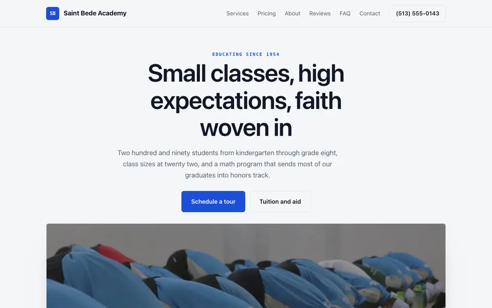 Example website for religious schools built with We.Inc: the Saint Bede Academy home page