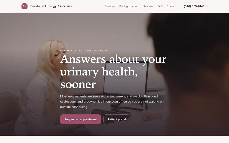 Example website for urologists built with We.Inc: the Riverbend Urology Associates home page