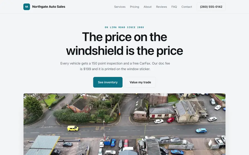 Example website for used car dealers built with We.Inc: the Northgate Auto Sales home page