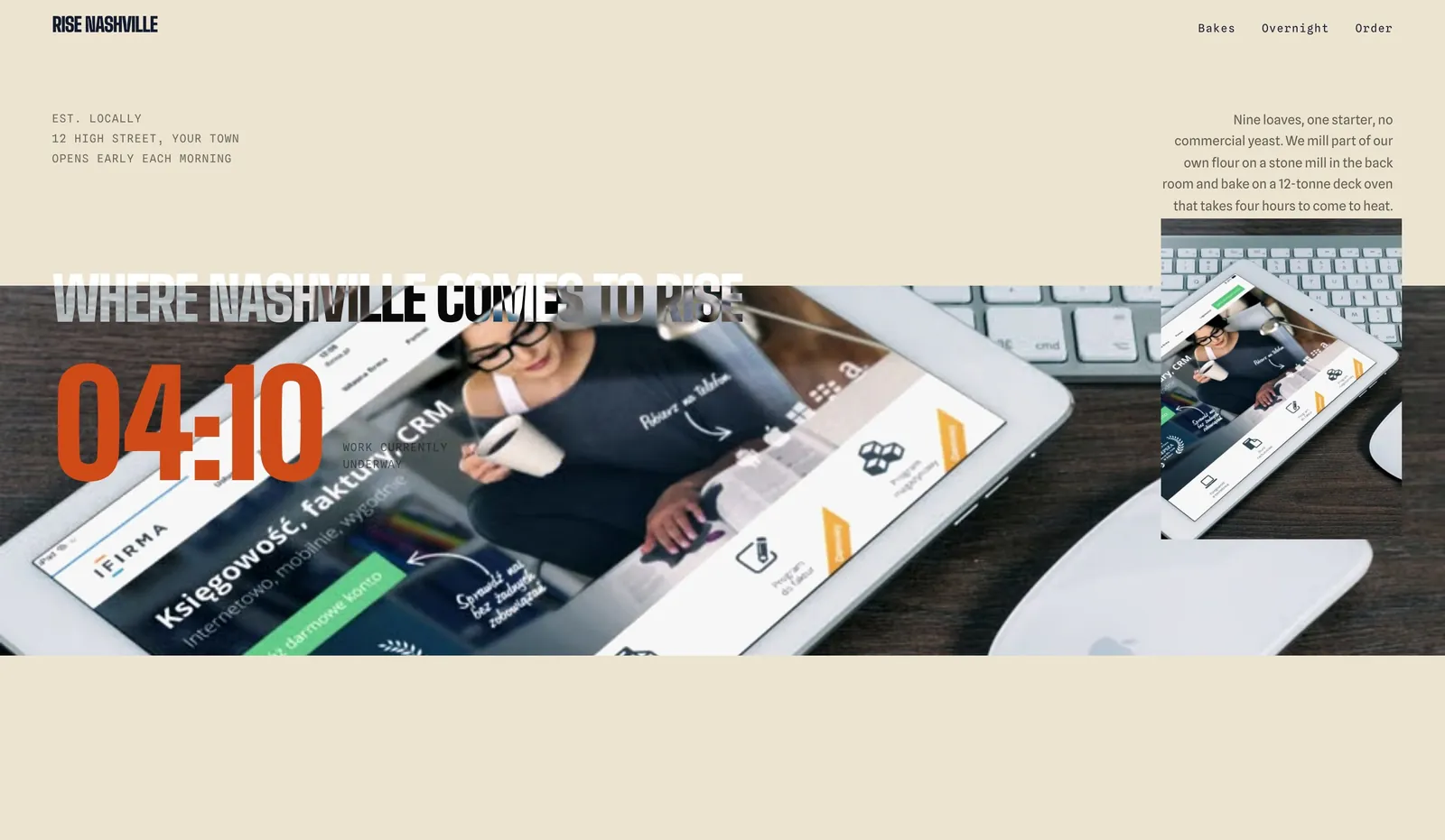 Een voorbeeldontwerp voor een bakkerijwebsite gemaakt met We.Inc