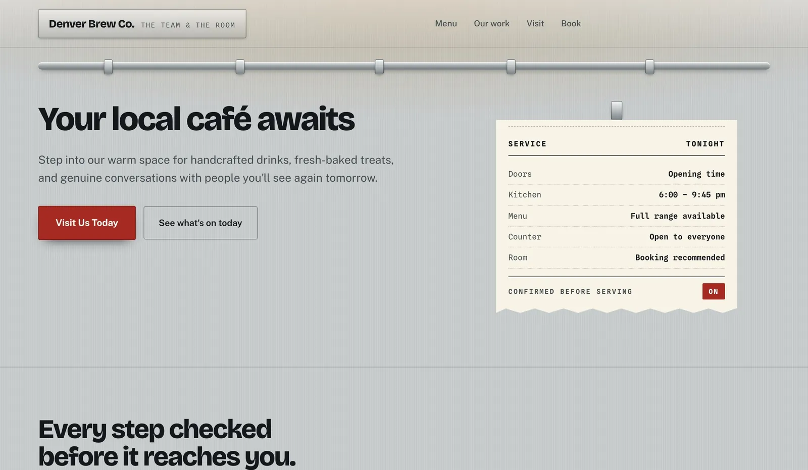 Esempio di design per sito web di caffetteria realizzato con We.Inc