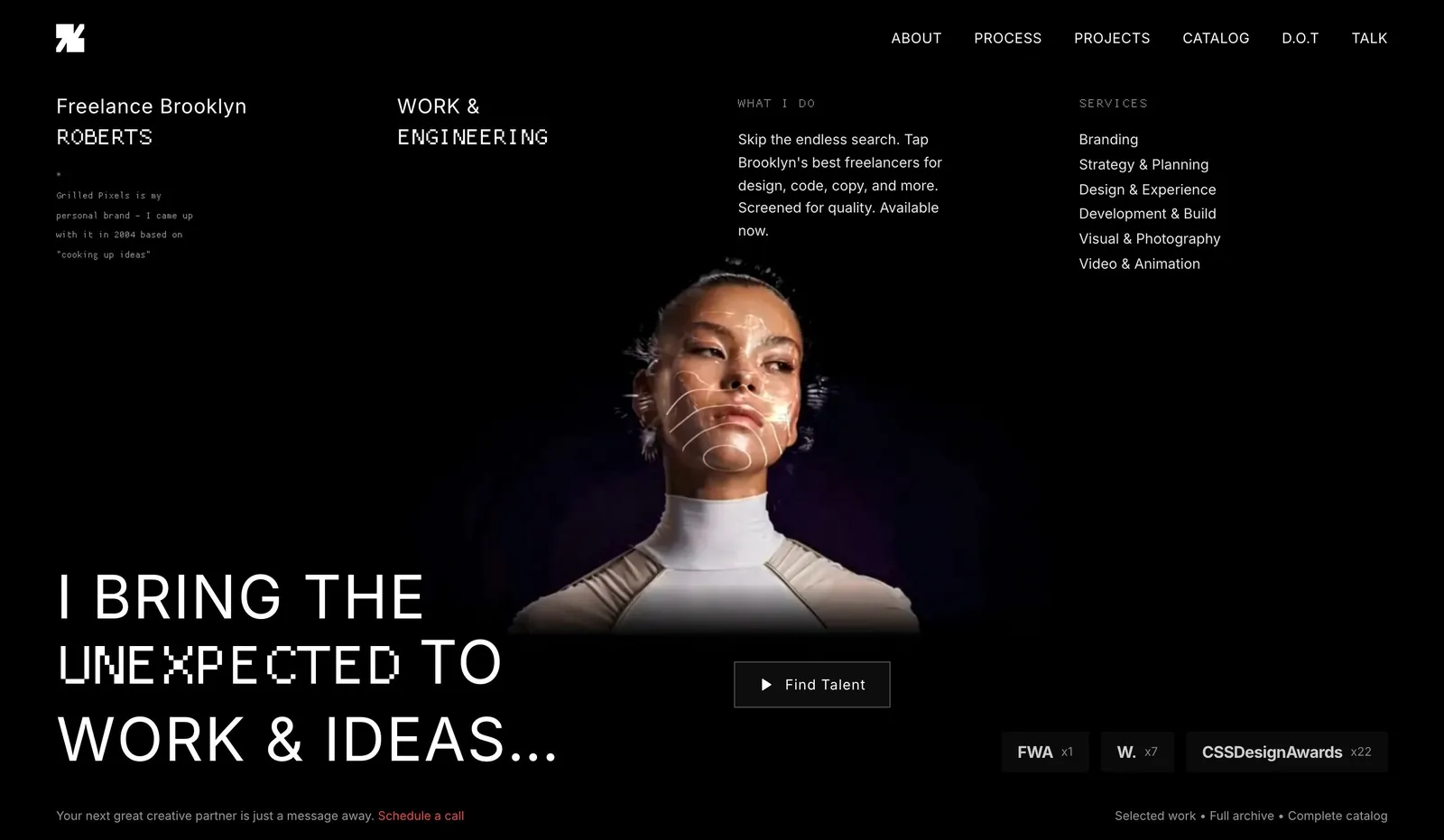 Esempio di sito personale per freelance creato da We.Inc partendo da un prompt di una sola frase
