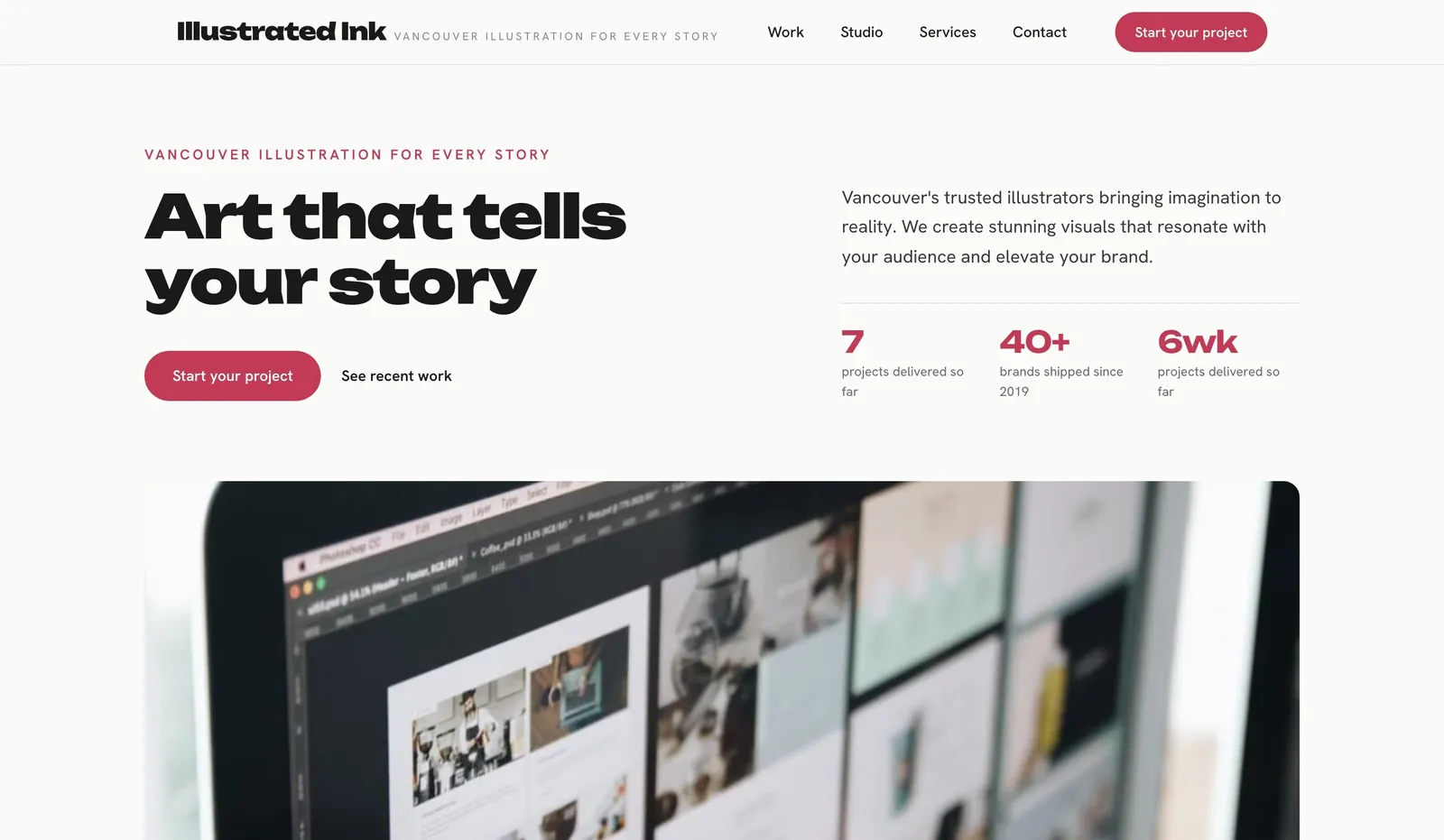 Esempio di sito personale per illustratori creato da We.Inc partendo da un prompt di una sola frase