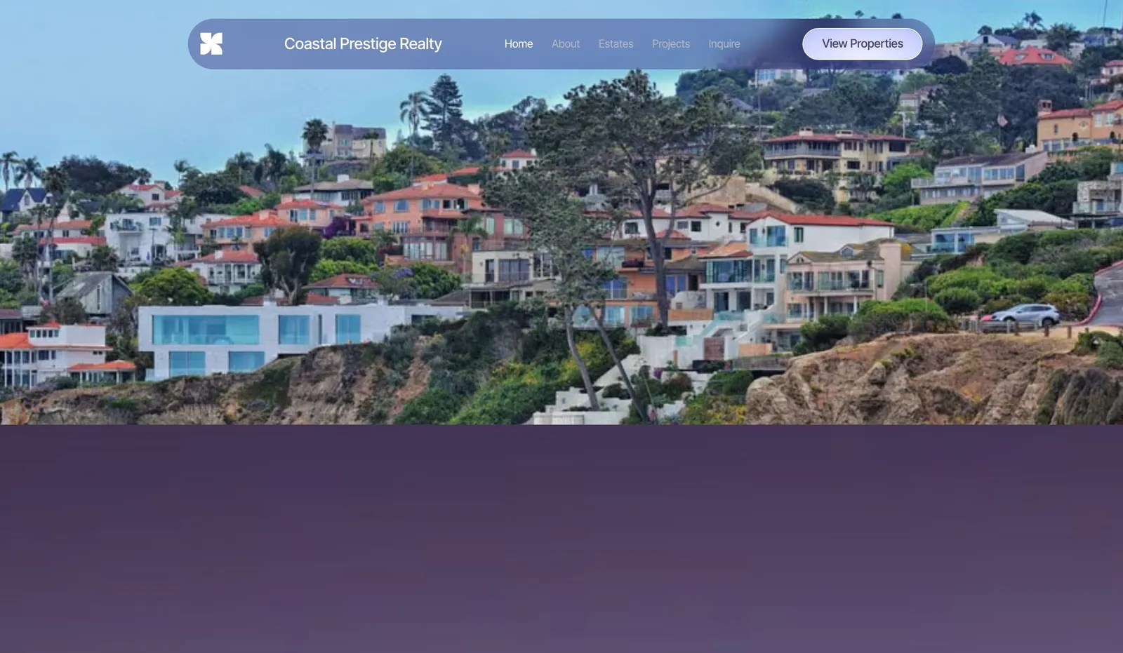 Example luxury real estate website design made with We.Inc, led by large property photography