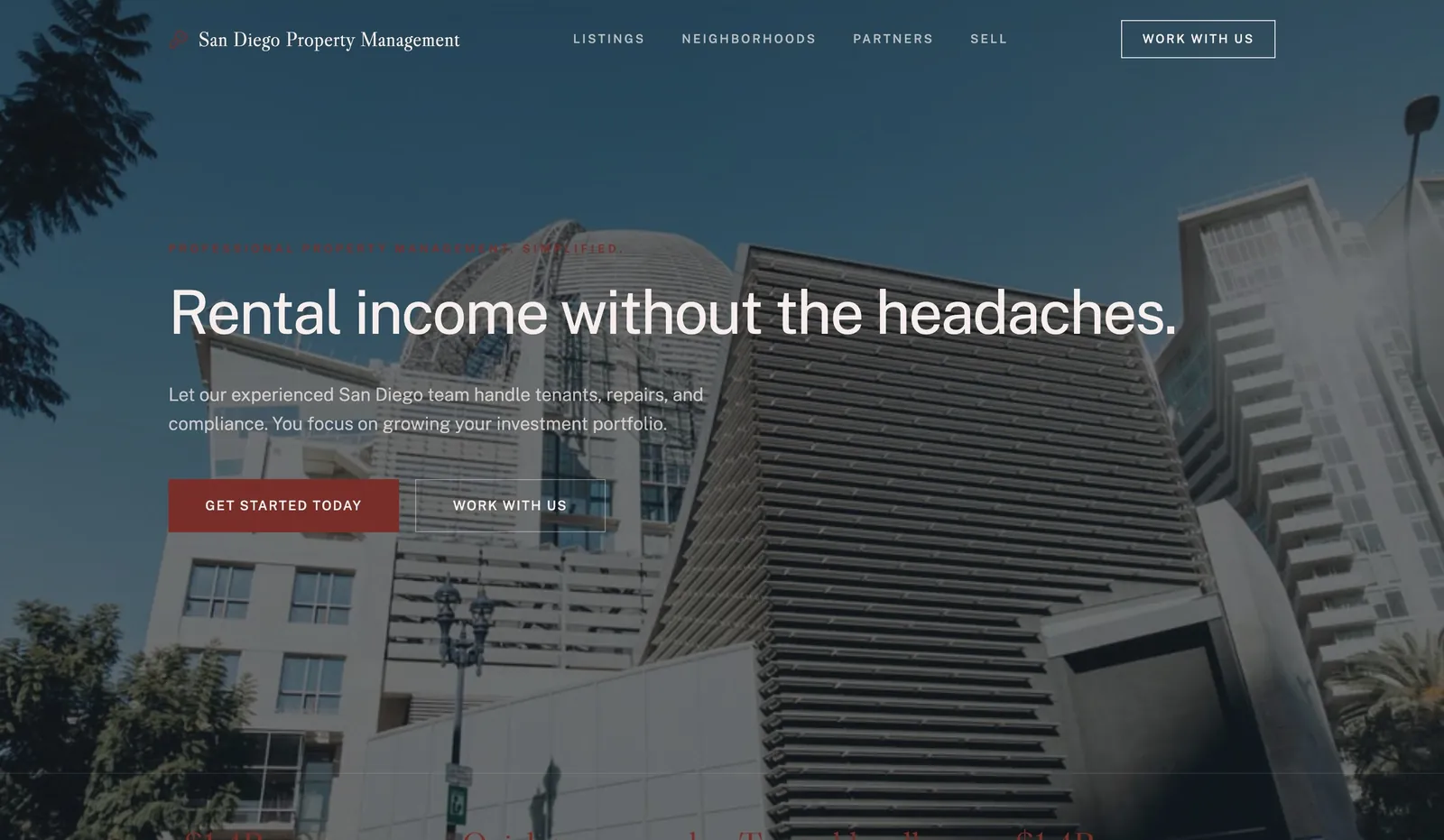 Example property management website design made with We.Inc, with owner and tenant entry points