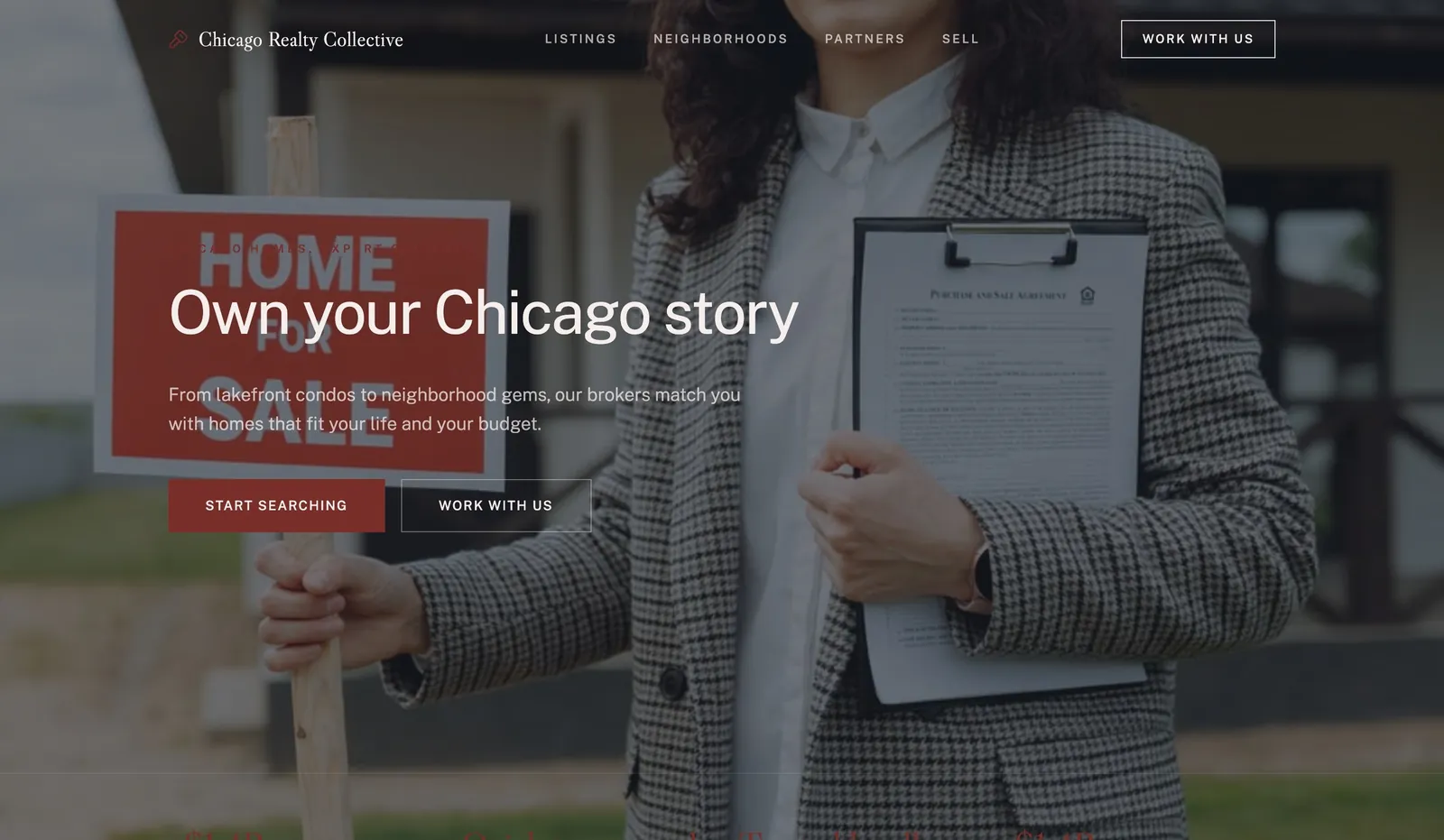 Example real estate brokerage website design made with We.Inc, with buyer and seller paths