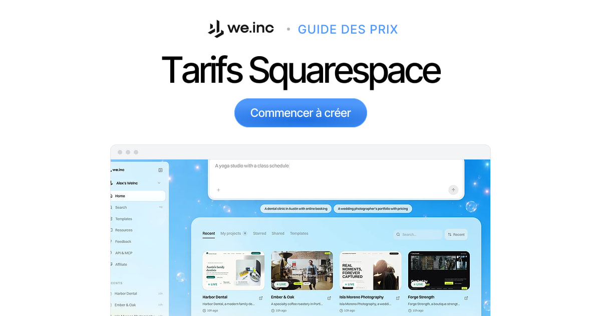 Tarifs Squarespace (2026) | We.Inc